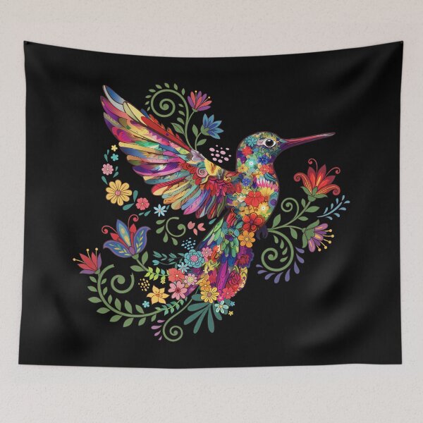 Item preview, Colorful Floral Hummingbird Watercolor Art   designed and sold by Blok45.