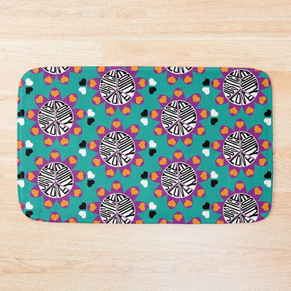 Item preview, Purple Gold Black White Peace Love Justice Equity Flower on Teal designed and sold by Digitalmyth's Designs.