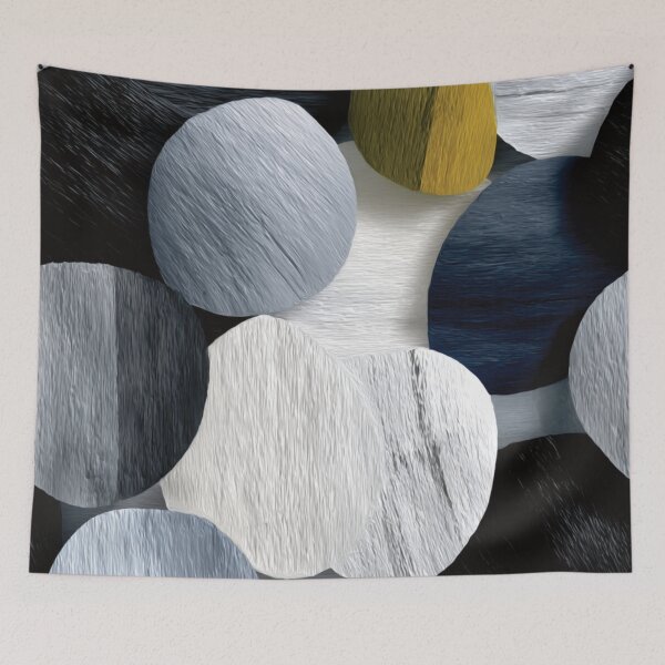 Item preview, Textured Abstract Black White and Yellow Circles  designed and sold by DGtaLrtcom.