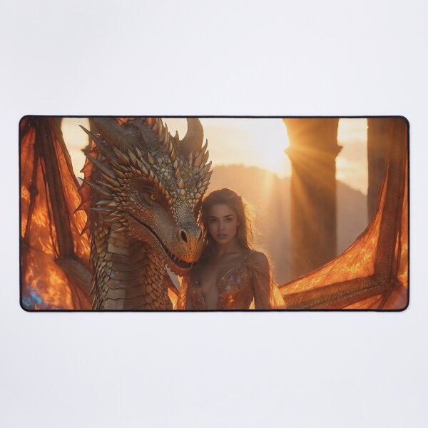 Item preview, Golden Dragon Queen at Sunset Portal – Fantasy Art designed and sold by SunsetAngelsAI.