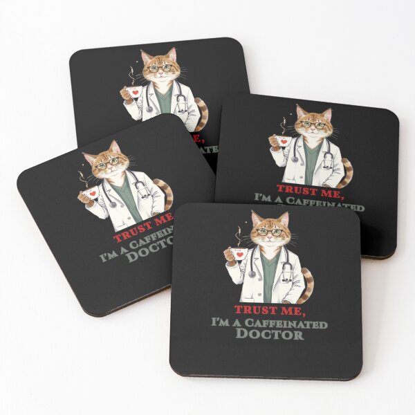 Item preview, Caffeinated Doctor Cat – Funny Medical Coffee Lover Design designed and sold by Ink & Soul.