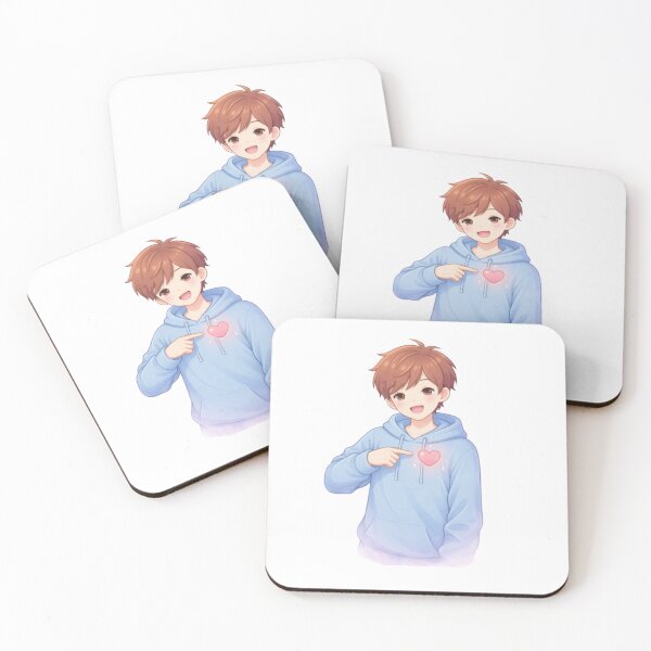 Item preview, Cute Anime Boy Pointing to Heart – Kawaii Valentine Illustration designed and sold by MysticPurpleHue.