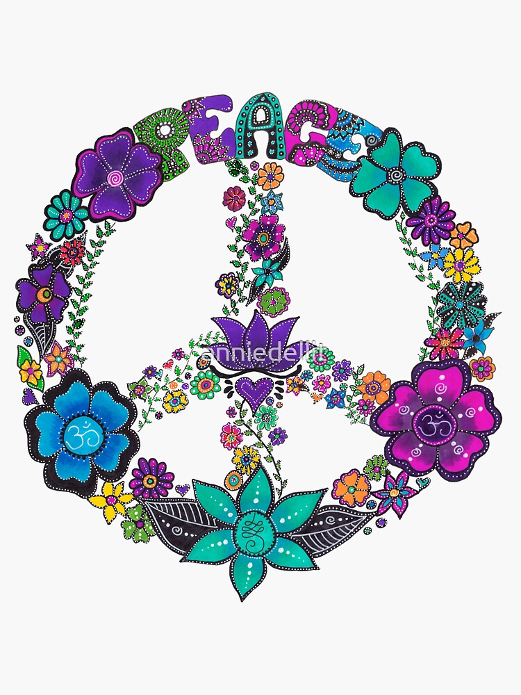 Flower Peace Sign Sticker For Sale By Anniedellit Redbubble 