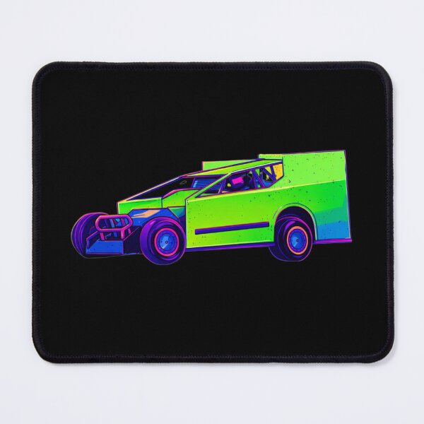 Item preview, Vaporwave Modified Race Car | Neon Green Dirt Track Racer designed and sold by MACodDesigns.