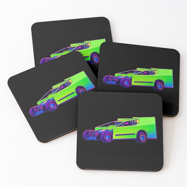 Item preview, Vaporwave Modified Race Car | Neon Green Dirt Track Racer designed and sold by MACodDesigns.