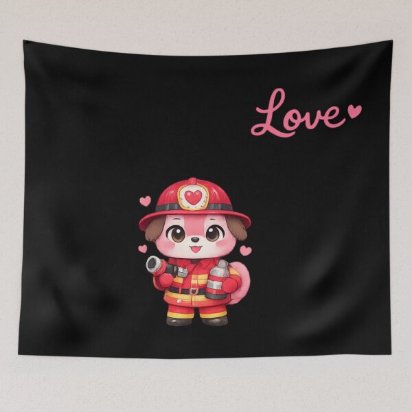 Item preview, Pink Firefighter Dog - Kawaii Animals designed and sold by DamioPolArt.