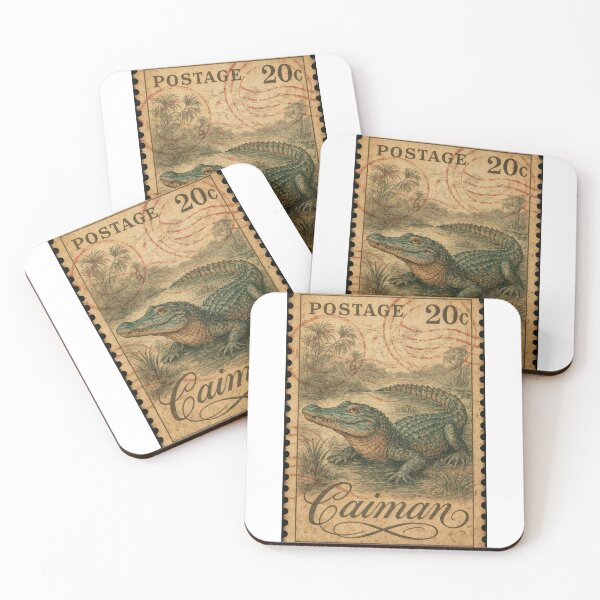 Item preview, Vintage Caiman Postage Stamp – Swamp Wildlife Collector’s Art designed and sold by ForeverPrintsOK.