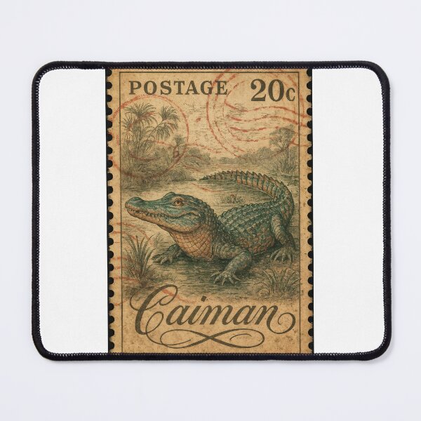 Item preview, Vintage Caiman Postage Stamp – Swamp Wildlife Collector’s Art designed and sold by ForeverPrintsOK.