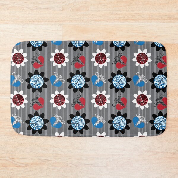 Item preview, Red White Blue Black Peace Love Justice Equity Flower & Broken Hearts on Gray Stripes designed and sold by Digitalmyth's Designs.