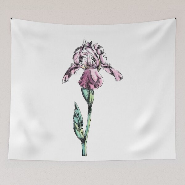 Item preview, Pink Iris Flower Botanical Illustration Pen and Ink designed and sold by Nathan Graves Art.