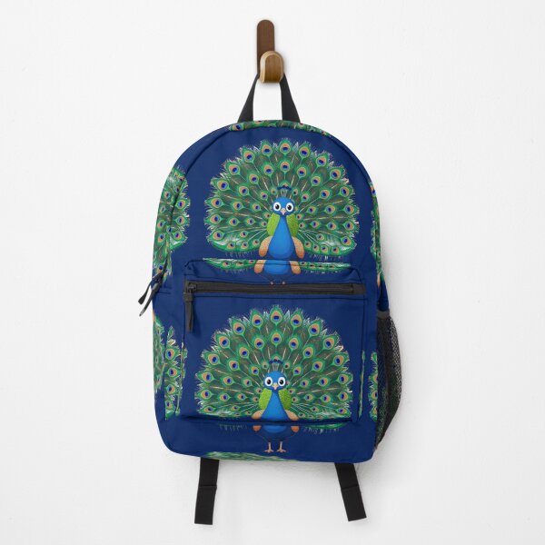 Item preview, Colorful Peacock Label – Front & Side View with Fan-Shaped Tail designed and sold by PaintMeWorld.