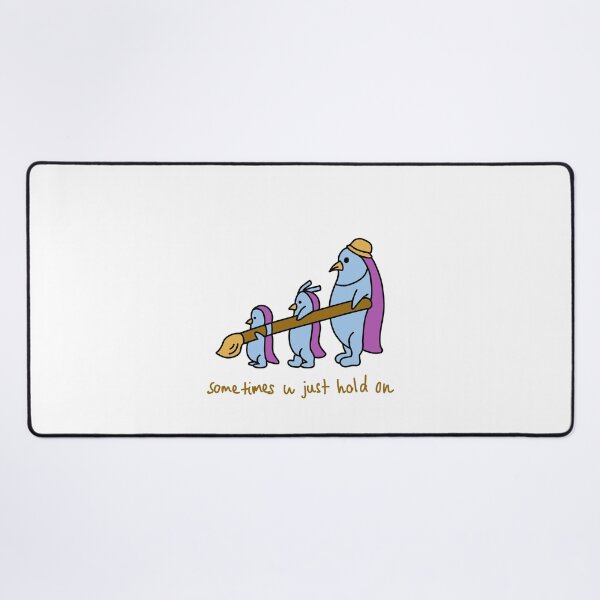 Aperçu de l'œuvre Parfois, il suffit de s'accrocher. Illustration de la famille des pingouins créée et vendue par Baby-Care.