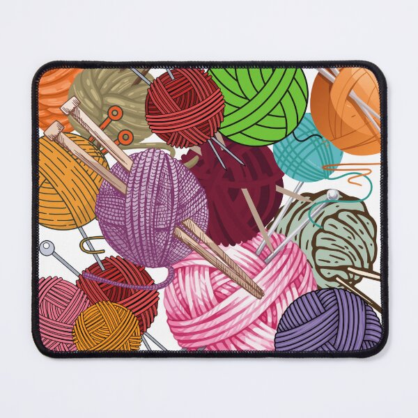 Aperçu de l'œuvre Pelotes de laine colorées avec aiguilles à tricoter – Illustration artisanale créée et vendue par GoldenSparkleShop.