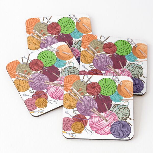 Item preview, Colorful Yarn Balls with Knitting Needles – Handmade Craft Illustration designed and sold by GoldenSparkleShop.