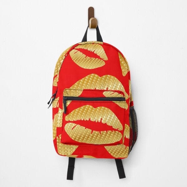 Item preview, Golden lips on red designed and sold by Yamy Morrell Art and Design.