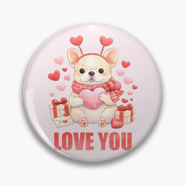 Item preview, Adorable Frenchie Dog Valentine With Hearts and Gifts - Love You designed and sold by Blemenowo.