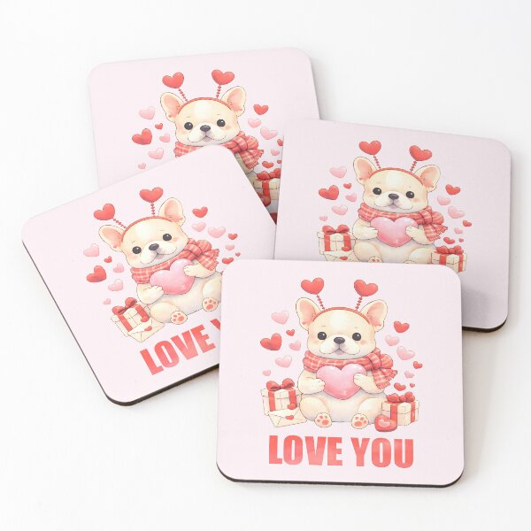 Item preview, Adorable Frenchie Dog Valentine With Hearts and Gifts - Love You designed and sold by Blemenowo.