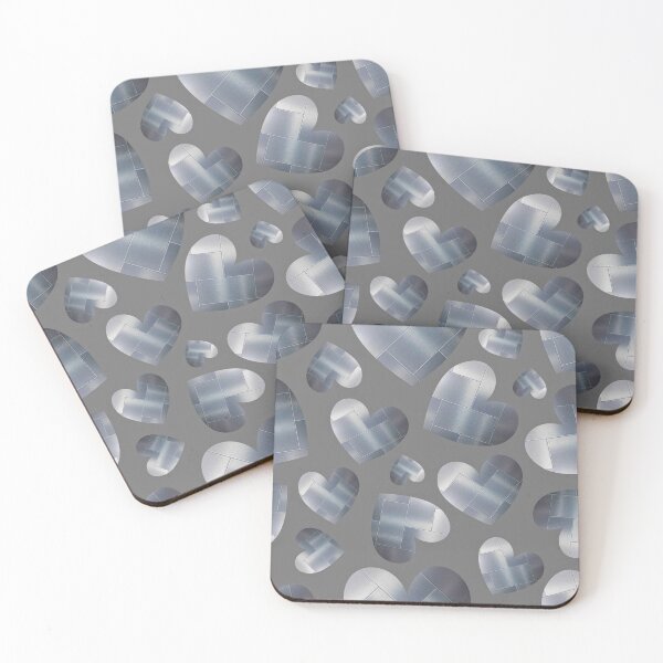 Item preview, An abundance of silver hearts on grey designed and sold by Yamy Morrell Art and Design.