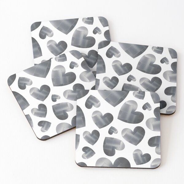 Item preview, An abundance of silver hearts on white designed and sold by Yamy Morrell Art and Design.