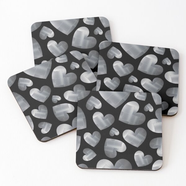 Artikelvorschau, Eine Fülle von silbernen Herzen auf Schwarz entworfen und verkauft von Yamy Morrell Art and Design.