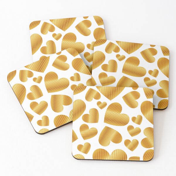 Item preview, An abundance of golden hearts on white designed and sold by Yamy Morrell Art and Design.