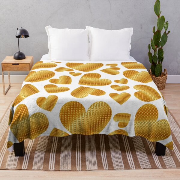 Item preview, An abundance of golden hearts on white designed and sold by Yamy Morrell Art and Design.