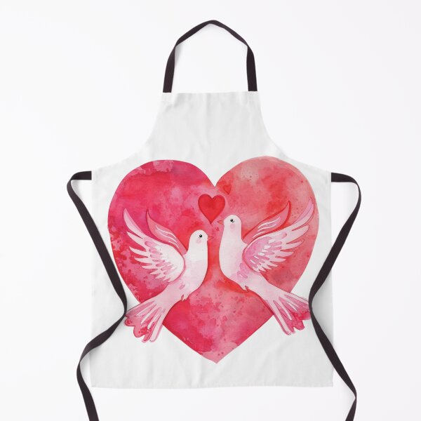Artikelvorschau, Two White Doves Flying in Front of Red Heart - Valentine's Day Love Art. entworfen und verkauft von LunaPrintCo.