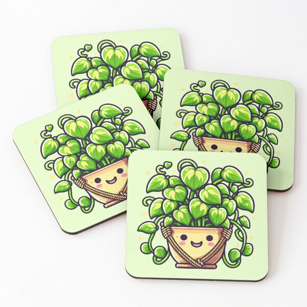 Item preview, Kawaii Hanging Pothos Plant - Happy Houseplant Character designed and sold by GREENZ0NE.