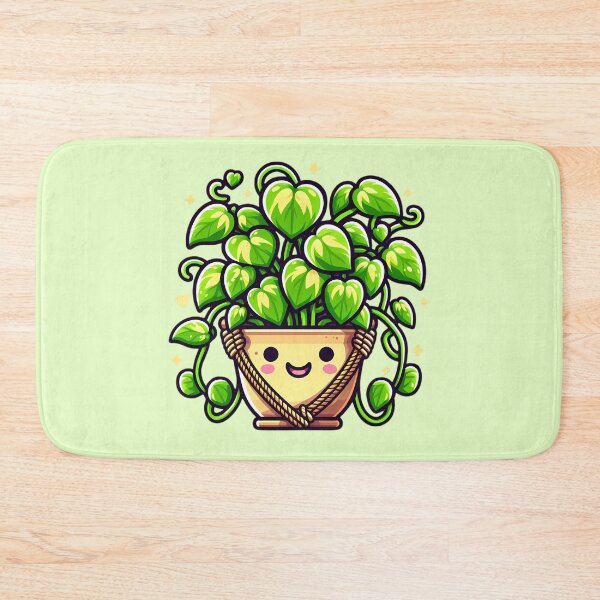 Item preview, Kawaii Hanging Pothos Plant - Happy Houseplant Character designed and sold by GREENZ0NE.