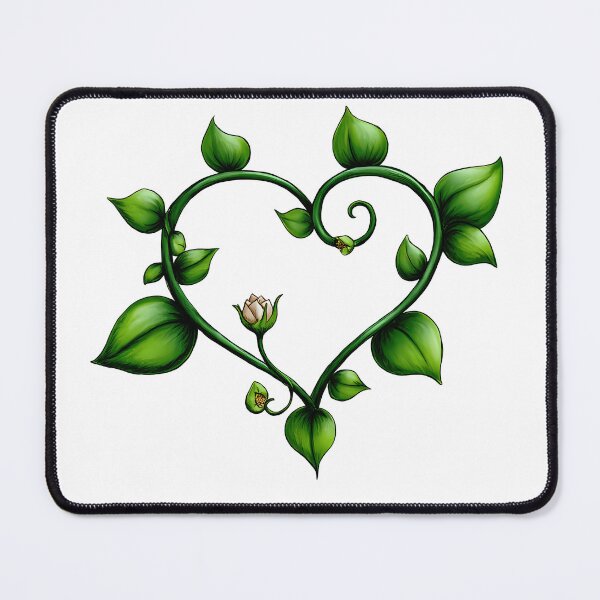 Item preview, Green Vine Heart Rosebud Saint Valentine's Day - Gothic Romantic Nature Love Art Print designed and sold by DesignArtist.ia.