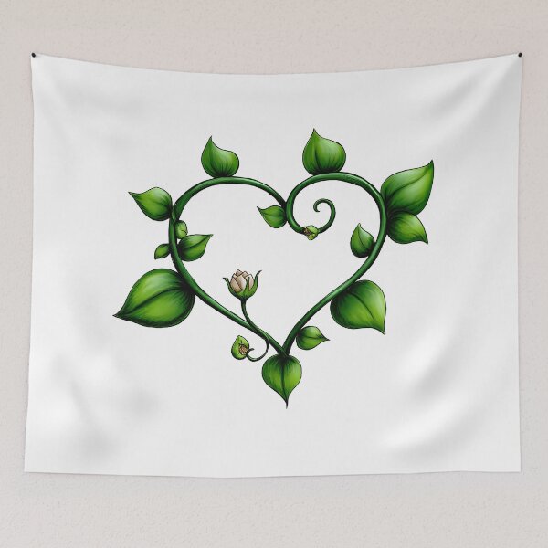 Item preview, Green Vine Heart Rosebud Saint Valentine's Day - Gothic Romantic Nature Love Art Print designed and sold by DesignArtist.ia.