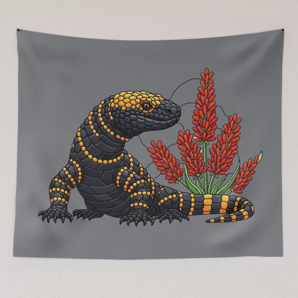 Item preview, Gila Monster Stained Glass Botanical Reptile Art designed and sold by BirdsnStuff.