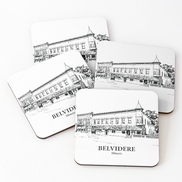 Item preview, Belvidere IL - Ink Cityscape Illustration designed and sold by Lakeric Cityscapes.
