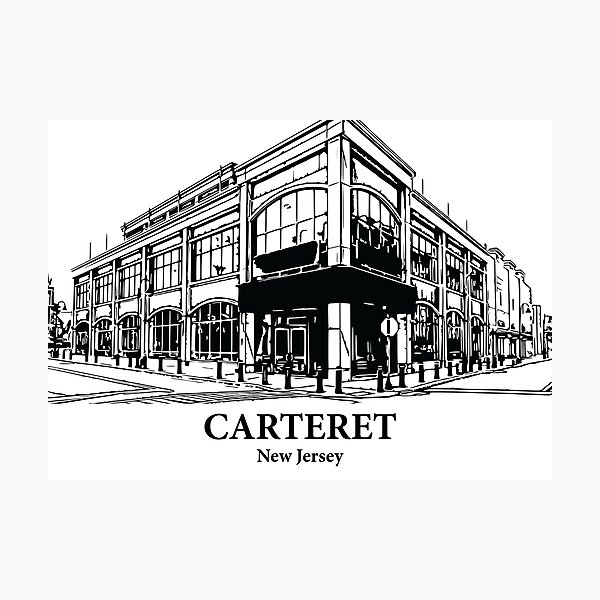 Item preview, Carteret NJ - Ink Cityscape Illustration designed and sold by Lakeric Cityscapes.