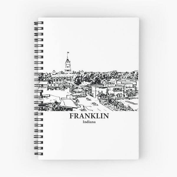Item preview, Franklin, IN - Ilustración de paisaje urbano en tinta designed and sold by Lakeric Cityscapes.