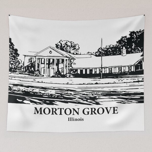 Item preview, Morton Grove IL - Ink Cityscape Illustration designed and sold by Lakeric Cityscapes.