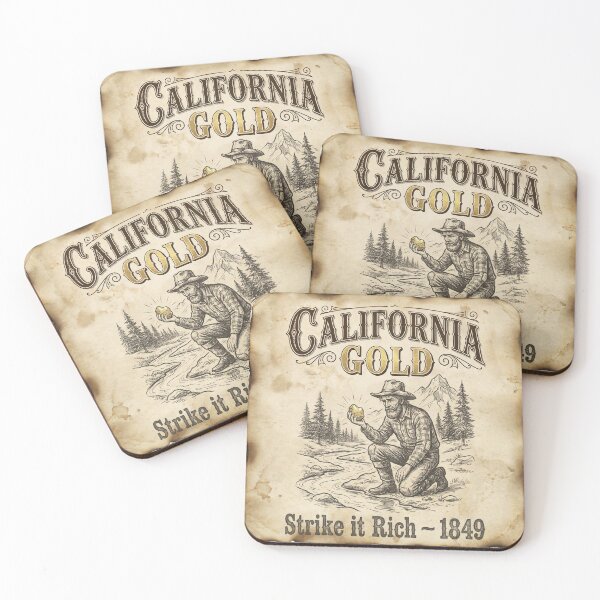 Item preview, Vintage 1849 California Gold Rush Miner Poster designed and sold by Cozy-Old-Pub.