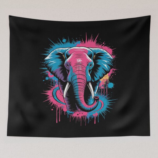 Item preview, Elephant Colorful Artwork Floral Splash Wildlife Nature designed and sold by angolinnArt.