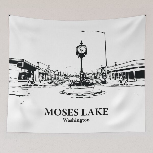 Item preview, Moses Lake WA - Ink Cityscape Illustration designed and sold by Lakeric Cityscapes.