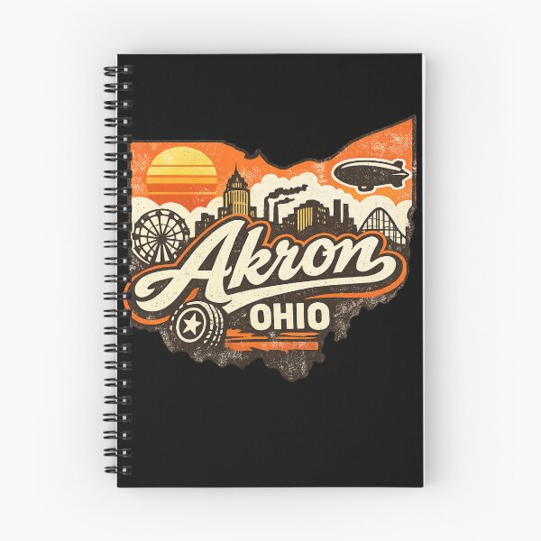 Item preview, Vintage Vibe Akron Ohio City Skyline & Icons Gift designed and sold by PRfoxy.