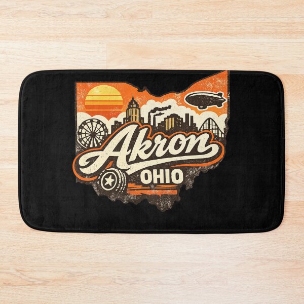 Item preview, Vintage Vibe Akron Ohio City Skyline & Icons Gift designed and sold by PRfoxy.