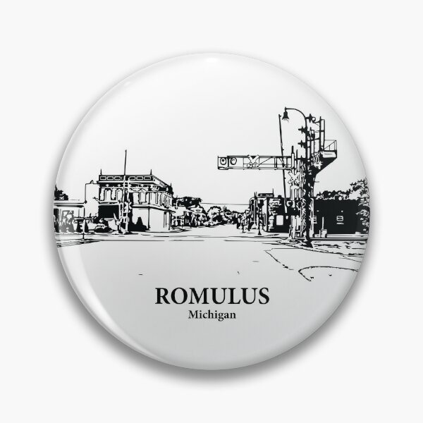 Item preview, Romulus MI - Ink Cityscape Illustration designed and sold by Lakeric Cityscapes.