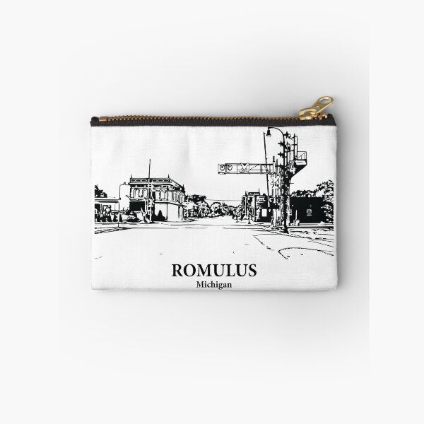 Item preview, Romulus MI - Ink Cityscape Illustration designed and sold by Lakeric Cityscapes.
