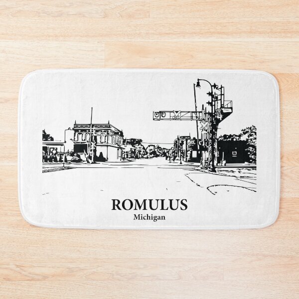 Item preview, Romulus MI - Ink Cityscape Illustration designed and sold by Lakeric Cityscapes.