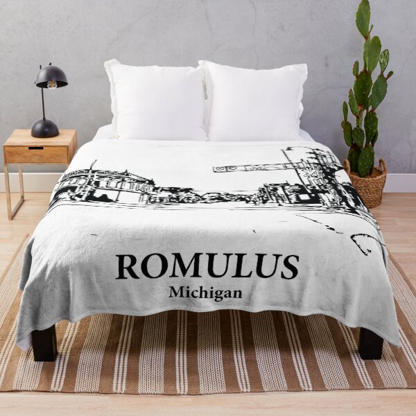 Item preview, Romulus MI - Ink Cityscape Illustration designed and sold by Lakeric Cityscapes.