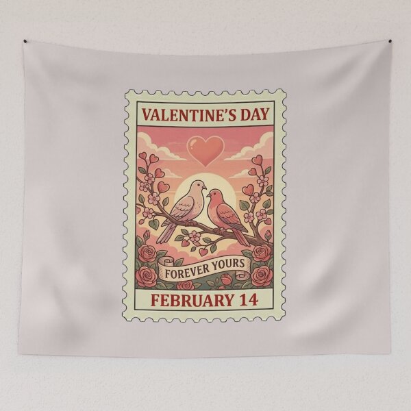 Item preview, Valentine’s Day Vintage Love Birds Postage Stamp designed and sold by allaboutstamps.
