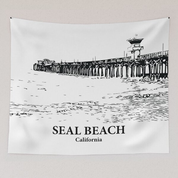 Item preview, Seal Beach CA - Ink Cityscape Illustration designed and sold by Lakeric Cityscapes.