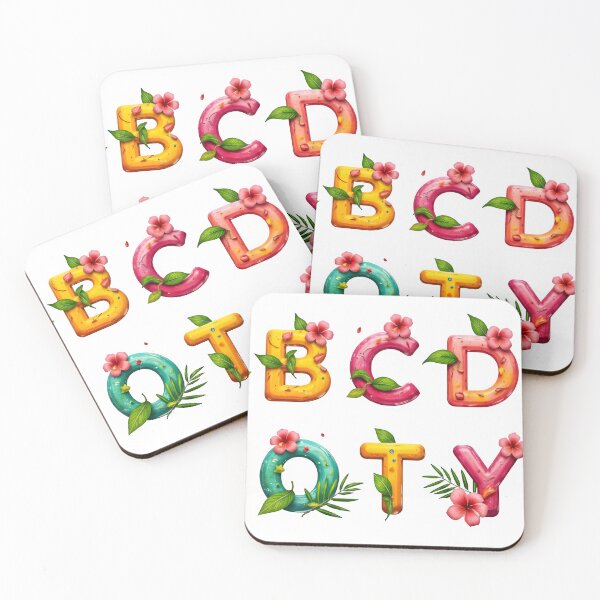 Item preview, Colorful floral alphabet letters with leaves and flowers designed and sold by Creative88Art.