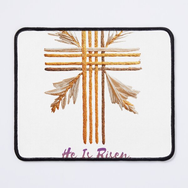 Item preview, He Is Risen Easter Cross Wheat Embroidery Design designed and sold by Anastasiia Yurevych.