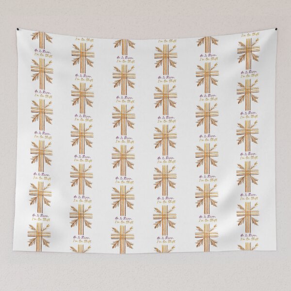 Item preview, He Is Risen Easter Cross Wheat Embroidery Design designed and sold by Anastasiia Yurevych.